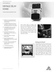 Behringer VD400 Product Information Document