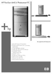 HP Pavilion t600 HP Pavilion Desktop PC - t640.it Specifiche Di Prodotto
