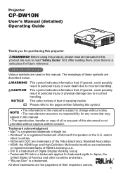Hitachi CP-DW10N User Manual