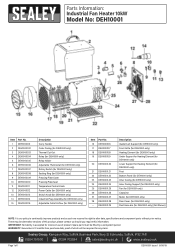 Sealey DEH10001 Parts Diagram