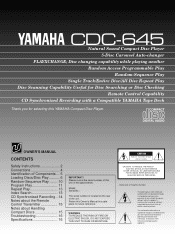 Yamaha CDC-645 Owner's Manual