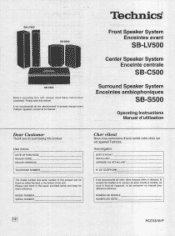 Panasonic SBS500 SBC500 User Guide
