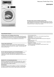 Zanussi ZDH87A2PW Specification Sheet