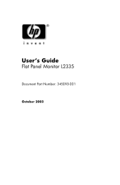HP L2335 HP 23' L2335 Flat Panel Monitor - User Guide