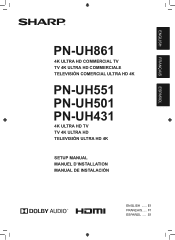 Sharp PN-UH861 PN-UH861 | PN-UH551 | PN-UH501 | PN-UH431 Quick Start Setup Guide