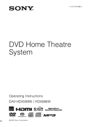 Sony DAV HDX589W Operating Instructions