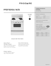 Frigidaire FFEF3010UB Product Specifications Sheet