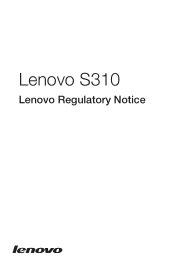 Lenovo S310 Lenovo S310 Lenovo Regulatory Notice