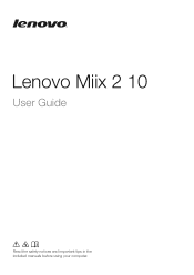 Lenovo Miix 2 10 User Guide - Lenovo Miix 2 10