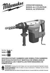 Milwaukee Tool 1-3/4inch SDS Max Demolition Hammer Operators Manual