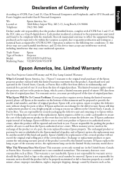 Epson VS335W Warranty Statement