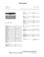 Frigidaire FFTH082WA1 Product Specifications Sheet