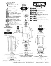 Waring BB900P Parts List and Exploded Diagram