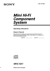 Sony MHC-NX1 Operating Instructions  (primary manual)
