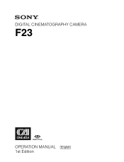 Sony F23 Product Manual (F23 Operation Manual 1st edition)