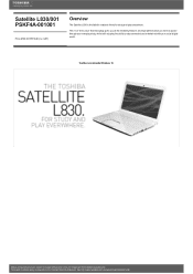 Toshiba Satellite L830 PSKF4A-001001 Detailed Specs for Satellite L830 PSKF4A-001001 AU/NZ; English