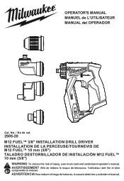 Milwaukee Tool M12 FUEL Installation Drill/Driver Tool-Only Operators Manual