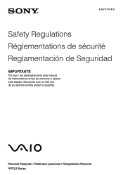 Sony VPCL2390X Safety Information