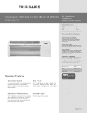 Frigidaire FFRP092HT2 Product Specifications Sheet