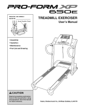 ProForm Xp 650e Treadmill English Manual
