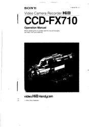 Sony CCD-FX710 Primary User Manual