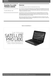Toshiba Satellite Pro L830 PSK85A-008006 Detailed Specs for Satellite Pro L830 PSK85A-008006 AU/NZ; English