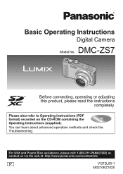 Panasonic DMC-ZS7A User Manual