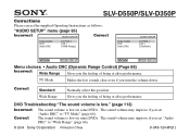 Sony SLV-D550P Operating Instruction corrections (pages 65, 66, 113)