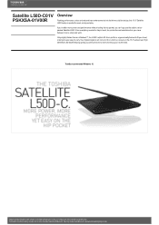 Toshiba L50 PSKXSA-01V00R Detailed Specs for Satellite L50 PSKXSA-01V00R AU/NZ; English