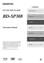 Onkyo BD-SP308 Owner Manual