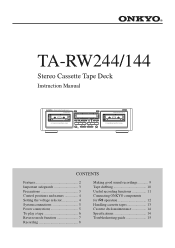 Onkyo TA-RW144 Owner Manual