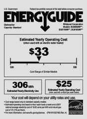 Whirlpool DU810SWPT Energy Guide