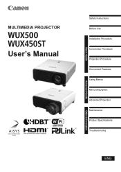Canon REALiS LCOS WUX500 WUX500 WUX450ST Users Manual