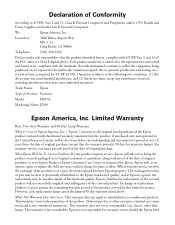 Epson EX90 Warranty Statement