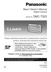 Panasonic DMC-TS25A DMC-TS25W Owner's Manual (English)