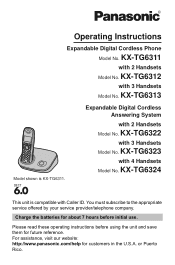 Panasonic KXTG6322 Expandable Cordless Phone/ans Sys