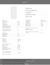 Frigidaire FFUF2021AW Product Specifications Sheet