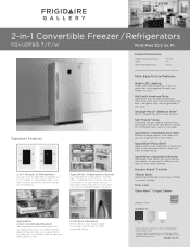 Frigidaire FGVU21F8QF Product Specifications Sheet
