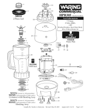 Waring HPB305 Parts List and Exploded Diagram