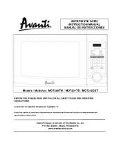 Avanti MO7201TB Instruction Manual