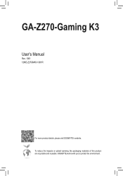 Gigabyte GA-Z270-Gaming K3 Users Manual