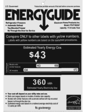 Frigidaire FFHT1822UV Energy Guide