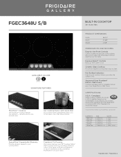 Frigidaire FGEC3648UB Product Specifications Sheet