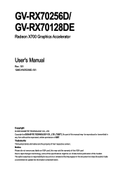 Gigabyte GV-RX70256D Manual