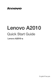 Lenovo A2010-a (English/French) Quick Start Guide_Important Product Information Guide - Lenovo A2010-a Smartphone
