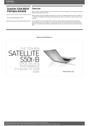 Toshiba Satellite S50 PSPQ8A Detailed Specs for Satellite S50 PSPQ8A-00H008 AU/NZ; English