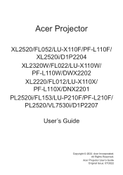 Acer XL2320W User Manual