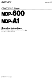 Sony MDP-600 Primary User Manual