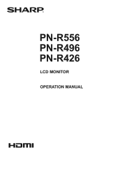 Sharp PN-R426 PN-R426 | PN-R496 | PN-R556 Operation Manual