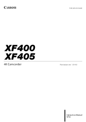 Canon XF400 XF400 XF405 Instruction Manual